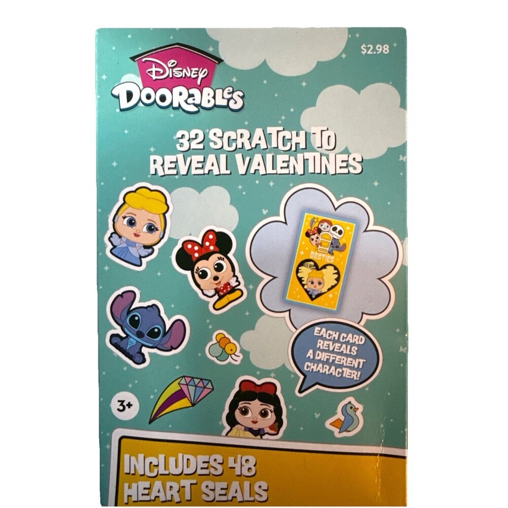 Disney Doorables Valentines Day Exchange Cards 32 Scratch To Reveal 48 Seals New